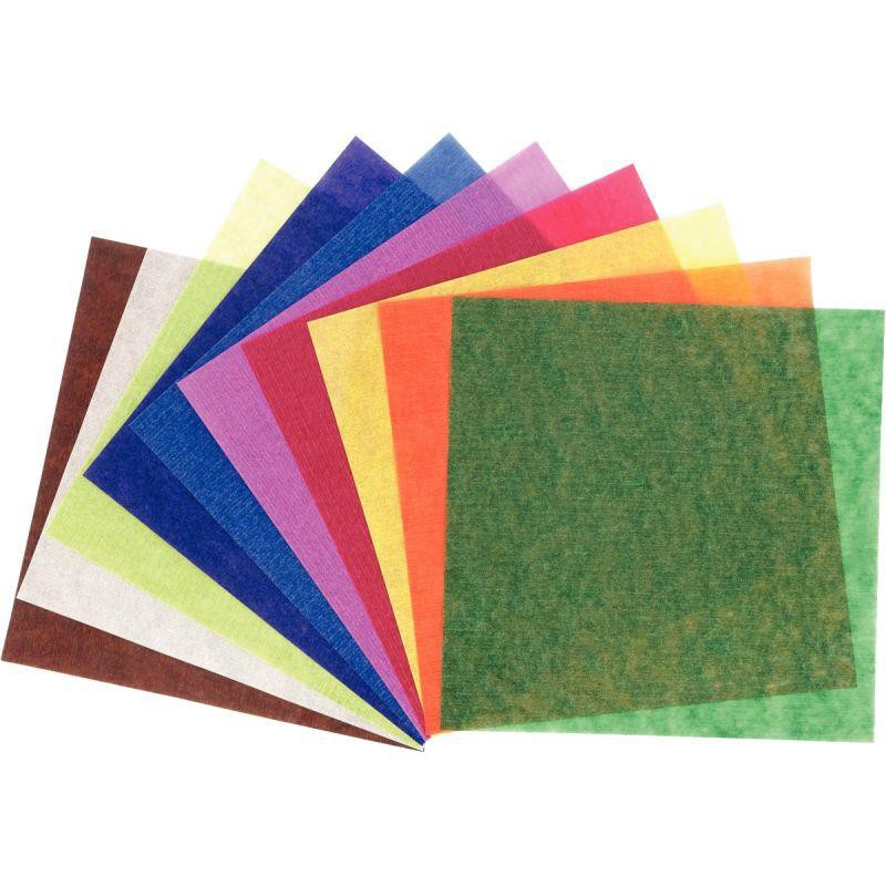 Papier calque, effet vitrail - 10 couleurs assorties - Papier